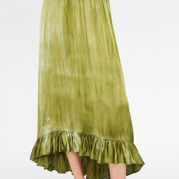 NWT ZARA RUFFLED TIE DYE GREEN SKIRT - Picture 2 of 8